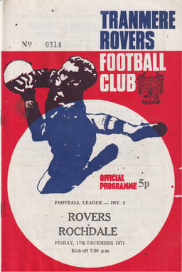 Tranmere Rovers v Rochdale Match Programme 1971-12-17